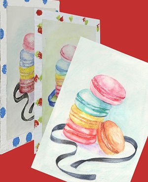 水性色鉛筆で描くマカロン 水性色鉛筆で描くマカロン
